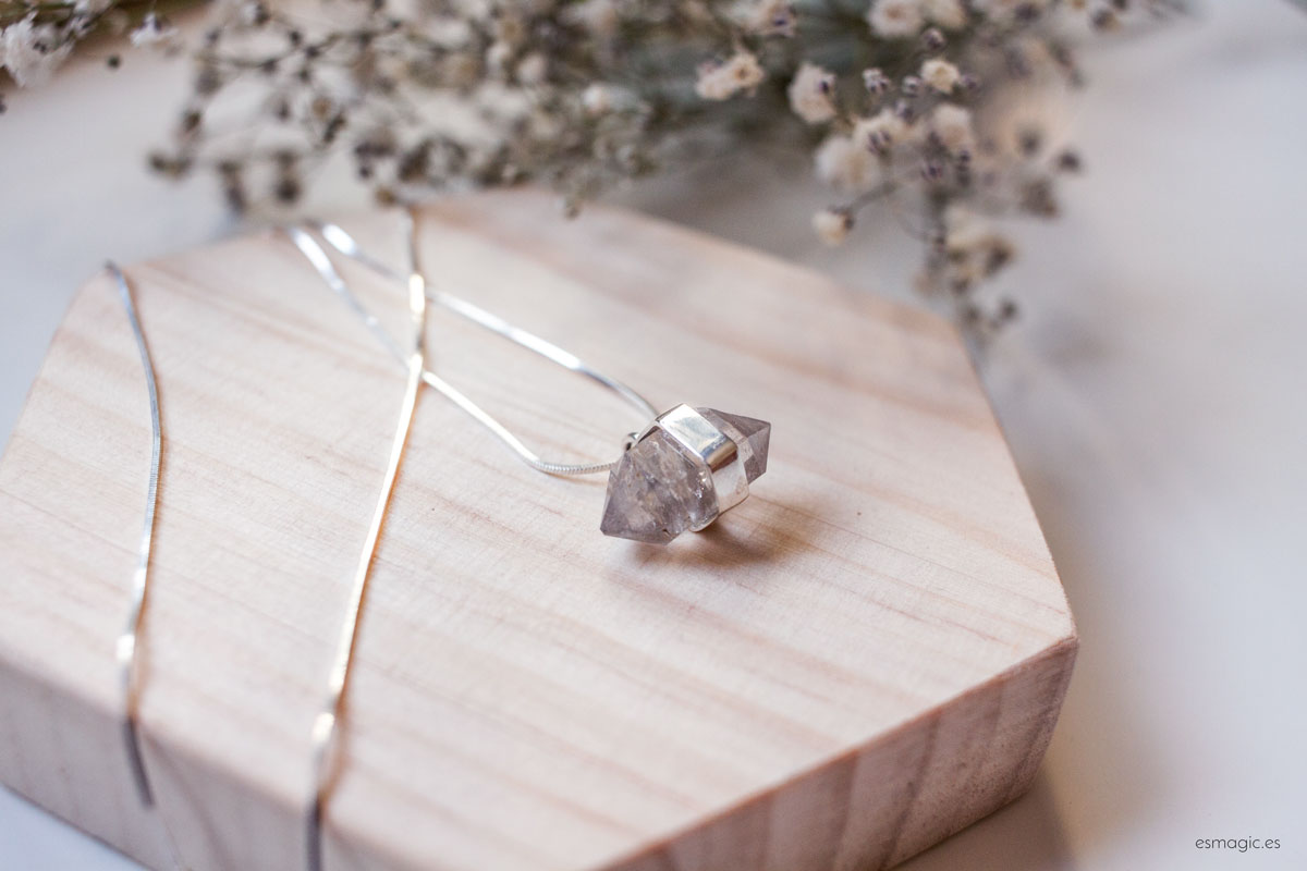 Colgante plata cuarzo herkimer isis