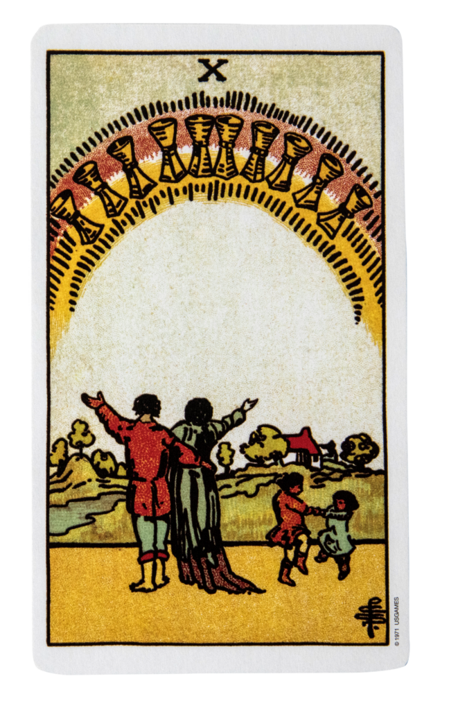 ritual con arcanos de tarot para solsticios de verano y noche de san juan Diez de copas